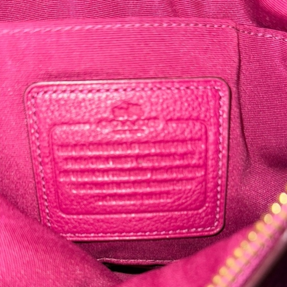 COACH Carrie Raspberry Pebbled Leather Crossbody Bag - Picture 10 of 16